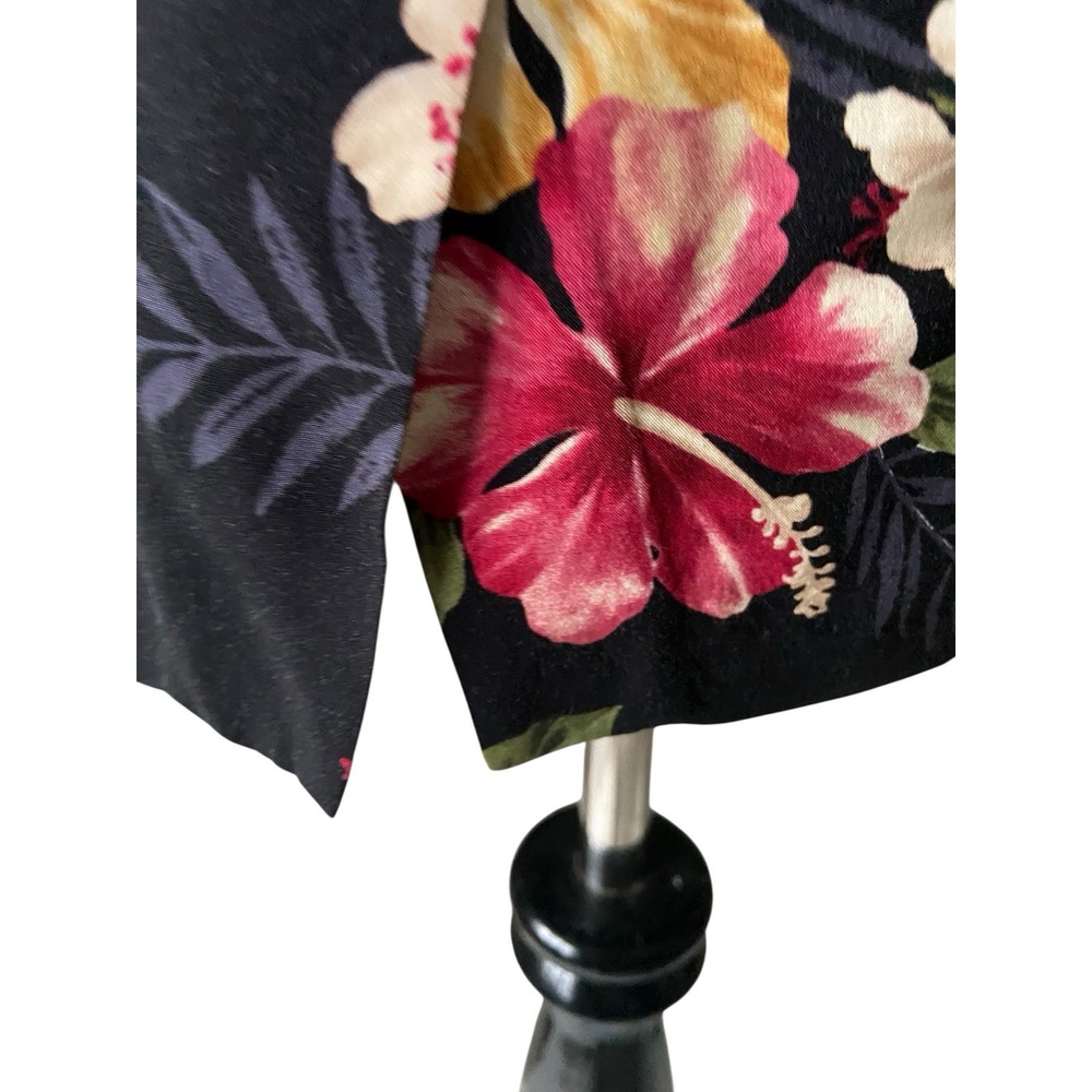 Vintage Iolani Womens Hawaiian Dress Size XS Black Floral Wrap Sleeveless Aloha - Picture 6 of 11